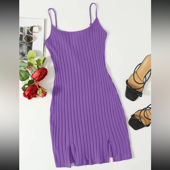 SHEIN Dresses & Skirts - XS Violet purple EZwear Ribbed Cami M-Slit Bodycon Mini Dress